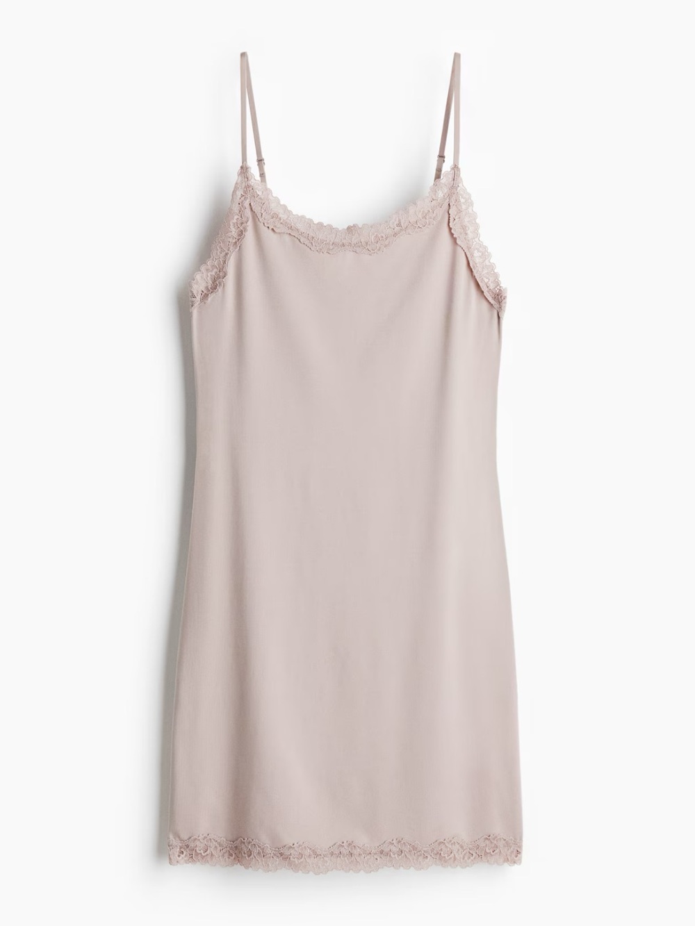 H&M Lace-Trim Chemise in Light Blush
